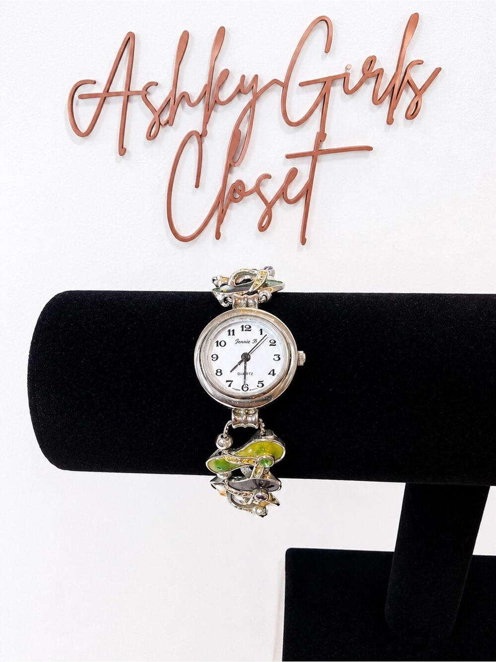 Colorful Enamel Bracelet Watch Silver Tone Statement Jewelry